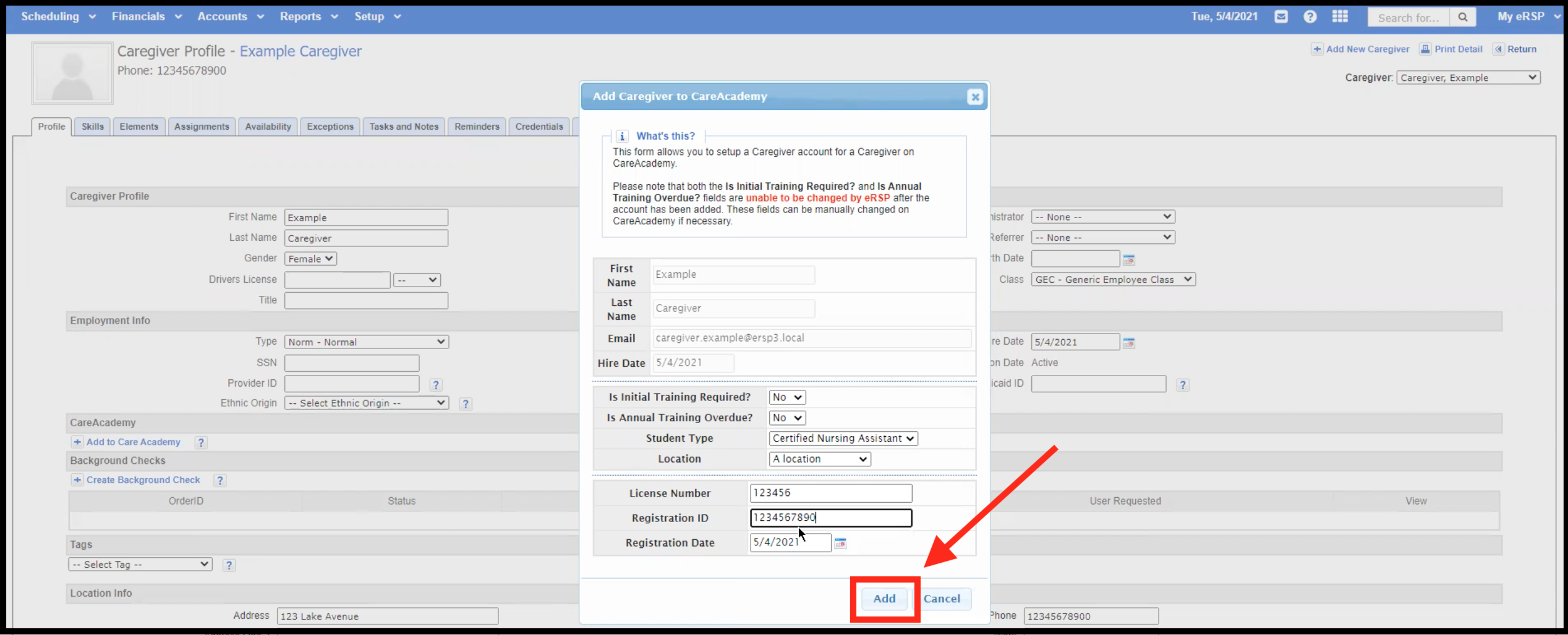 19._eRSP_Admin_Add_Caregiver_Details_Added.png